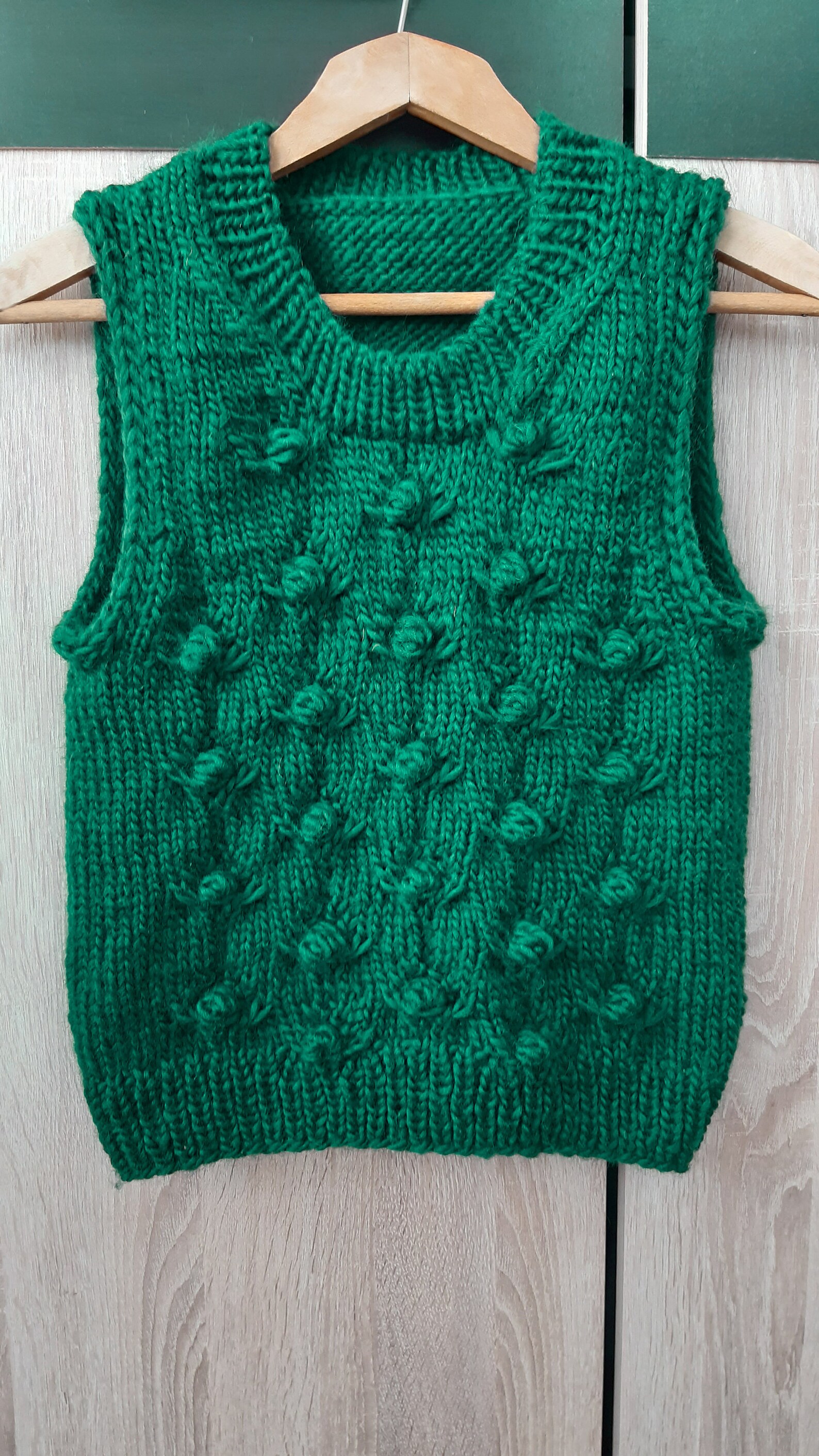 Knitted green emerald vest for woman Hand knit slipover vest Etsy