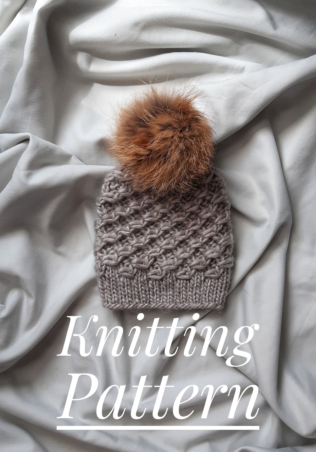 Beanie Hat Knitting Pattern, Bulkytextured Knit Winter Hat, Knitted ...