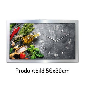 Fresh cuisine | Modern Metallic 3D XXL Designer Wall Clock made of brushed aluminum | wahlw. | as a quiet radio or quartz watch Creative pen