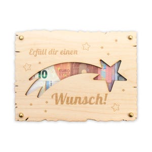 Erfüll dir einen Wunsch - Glückwunsch-Karte aus Holz als Wunscherfüller