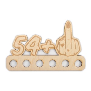 Geldgeschenk zum 55. Geburtstag für Frauen - Origineller Wunscherfüller „Mittelfinger 54+" aus Holz