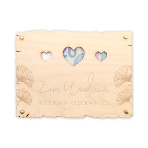 Zur Hochzeit herzlichen Glückwunsch - Glückwunsch-Karte aus Holz