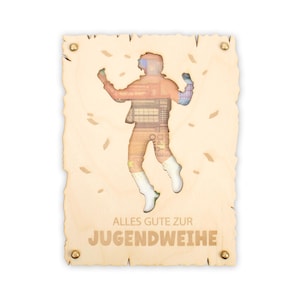 Alles Gute zur Jugendweihe - Glückwunsch-Karte für Jungen aus Holz