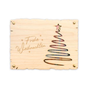 Weihnachtsbaum - Glückwunsch-Karte aus Holz zu Weihnachten