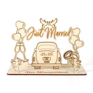 Personalisierbarer 3D Geldgeschenk-Aufsteller „Just Married“ zur Hochzeit