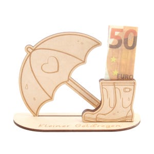 3D Geldgeschenk-Aufsteller "Geldregen" zum Geburtstag – DIY-Glückwunschkarte aus Holz für Geldscheine