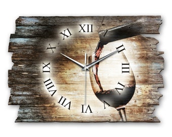 Designer wooden wall clock in shabby style design wine