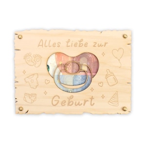 Alles Liebe zur Geburt - Glückwunsch-Karte aus Holz