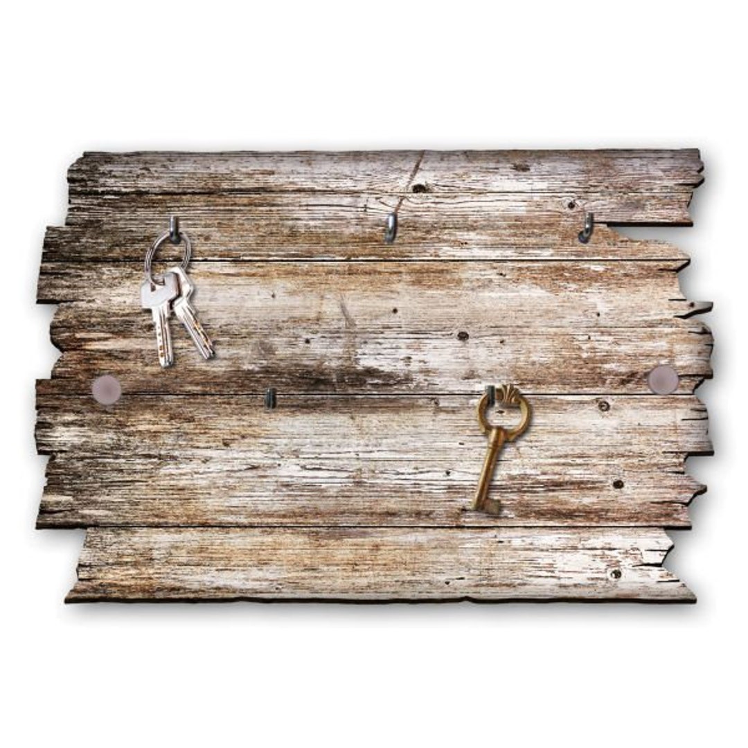 Wooden Key Rack With 5 Hooks Wood Look - Etsy
