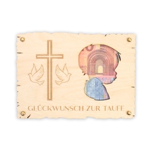 Glückwunsch zur Taufe - Glückwunsch-Karte für Jungen aus Holz