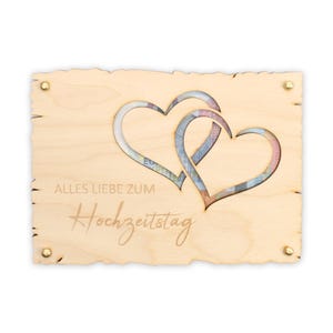 Alles Liebe zum Hochzeitstag - Glückwunsch-Karte aus Holz