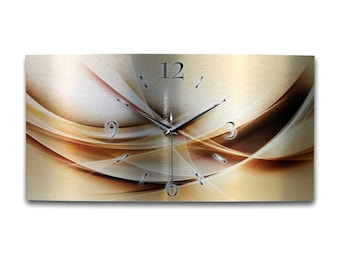 3D Wall Clock Abstract Metallic Design Abstract Gold