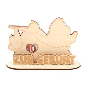 3D Geldgeschenk-Aufsteller "Klapperstorch" zur Geburt – DIY-Glückwunschkarte aus Holz für Geldscheine