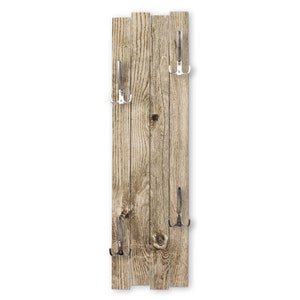 Wand-Garderobe aus Holz mit vier Haken Altes Holz