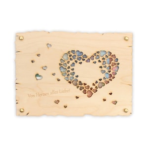 Von Herzen alles Liebe - Glückwunsch-Karte aus Holz für alle feierlichen Anlässe