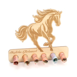 Geldgeschenk "Pferd & Reiten" zum Geburtstag - Geldscheinhalter aus Holz
