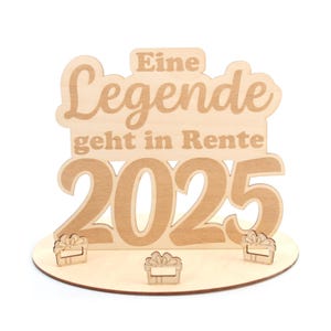 Dekorativer 3D Geschenk-Aufsteller zur Rente aus Holz mit LED-Lichterkette