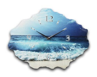 DESIGNER-WANDUHR aus Stein (Beton) - Ocean