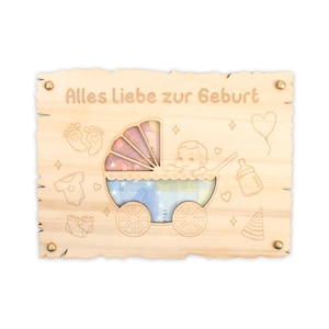 Alles Liebe zur Geburt - Glückwunsch-Karte aus Holz