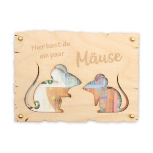 Ein paar Mäuse - Glückwunsch-Karte aus Holz für alle feierlichen Anlässe