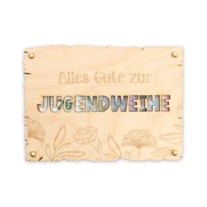 Alles Gute zur Jugendweihe - Glückwunsch-Karte aus Holz