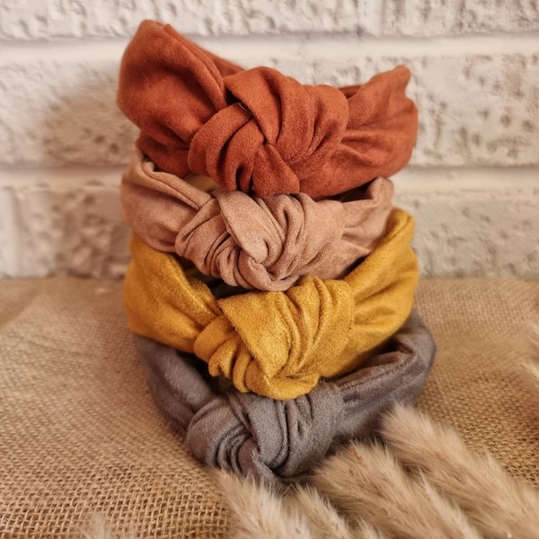 Autumnal Coloured Suedette Alice Band, Headband, Knot Headband, Wide Headband, Turban Headband, Ladies Headband, Knot Alice Band, Alice Band