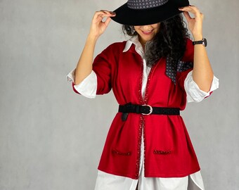 Vintage Red Knitted Cardigan with Beads details. 40 DE