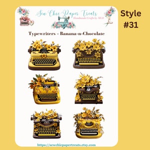 Schreibmaschinen Aufkleber Banane & Schokolade - super für Planer, Journaling, Scrapbooking, Bullet Journals, etc