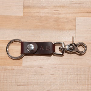 Personalized Genuine Leather Heavy Duty Quick Release Trigger Snap Nickel Plate Valet Key Ring Keychain Belt Loop Handmade Oil Tan Leather