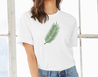 Palm Tree Blatt T-Shirt T-Shirt - 100 % Baumwolle mit Vinyl-Design - Erwachsene Größen Tshirt - Kurzarm Shirt - Unisex