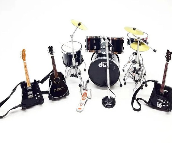 Tambour miniature Ensemble blanc 3 Guitare Petit Affichage du