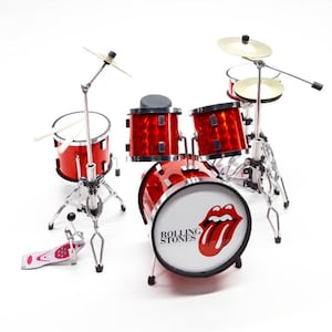 Miniture Drum Red Band Musical Instrument Display Scale 1/12 Gift