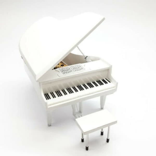 Présentoir de musique miniature haut de gamme pour piano à queue blanc, mini figurine signature spéciale faite main