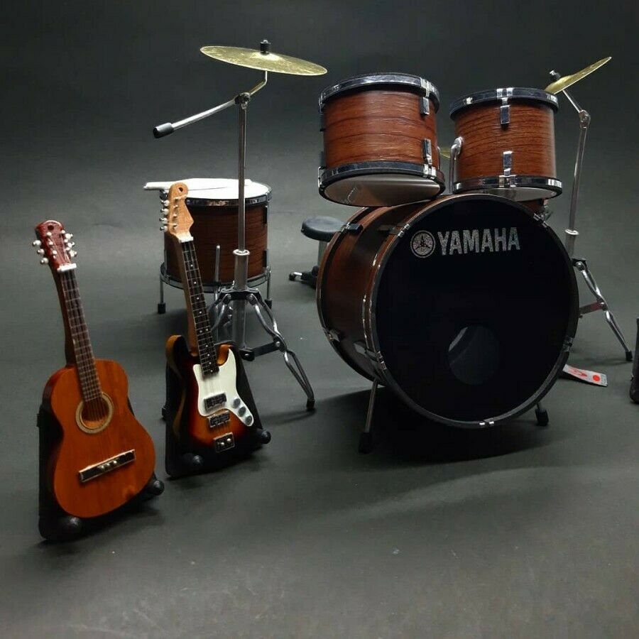 Tambor en miniatura Ya Maha Brown Plus Guitarra Set Rock Star Etsy España