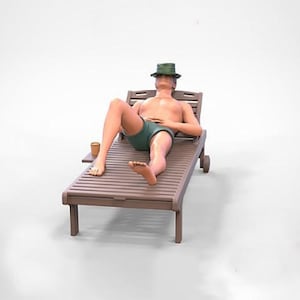 Miniature Figure Man Sunbathing HO Scale 1:87 NO PREISER New
