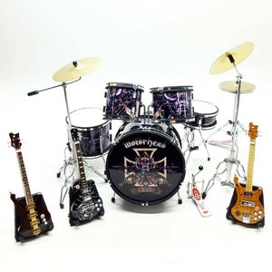 Batería miniatura MOTORHEAD y bajo de guitarra Lem my Kil mister Instrumento musical