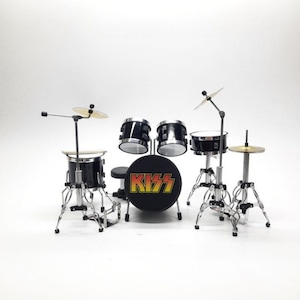 Miniature Drum Set Rock Band Black Scale 1/12 Instrument Musical Display Gifts