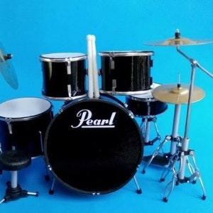 Miniature Drum Set Pearl Black Exclusive Musical Instruments Display Gifts