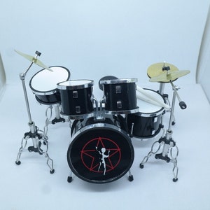 Miniature Drum Set Rush Black Scale 1/12 Exclusive Musical Instrument Display Gift