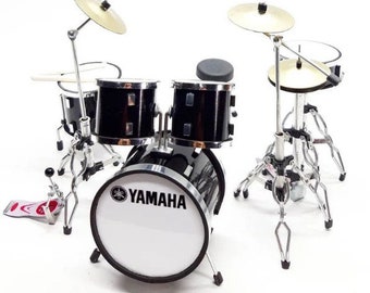 Miniature Drum Set Yamaha Black Exclusive Musical Scale 1/12 Instrument Display