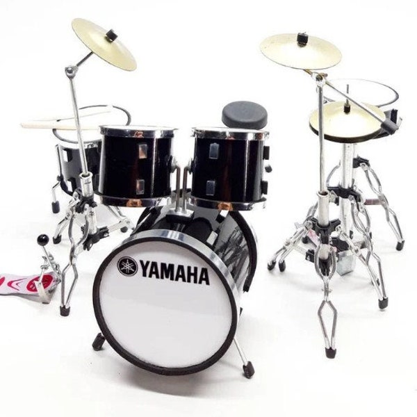 Miniature Drum Set Yamaha Black Exclusive Musical Scale 1/12 Instrument Display