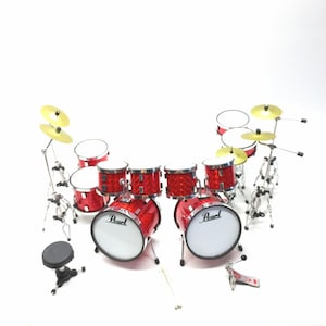 Miniature Drum Double Bass Pearl Red Scale 1/12 Musical Instrument Display