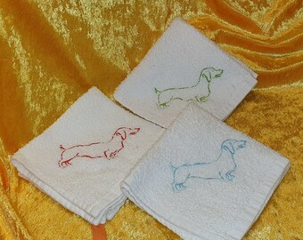 Guest towel terry cloth with dachshund and hunting motif