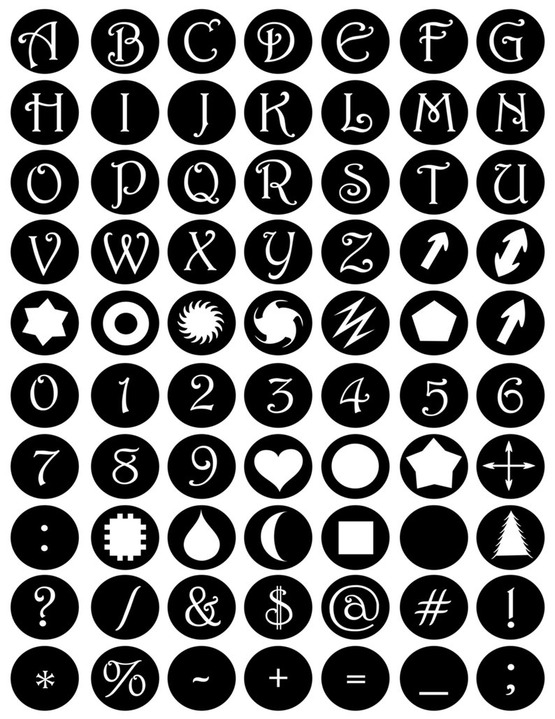 Alphabet Circle Font Black and White Scrapbook Stickers Etsy
