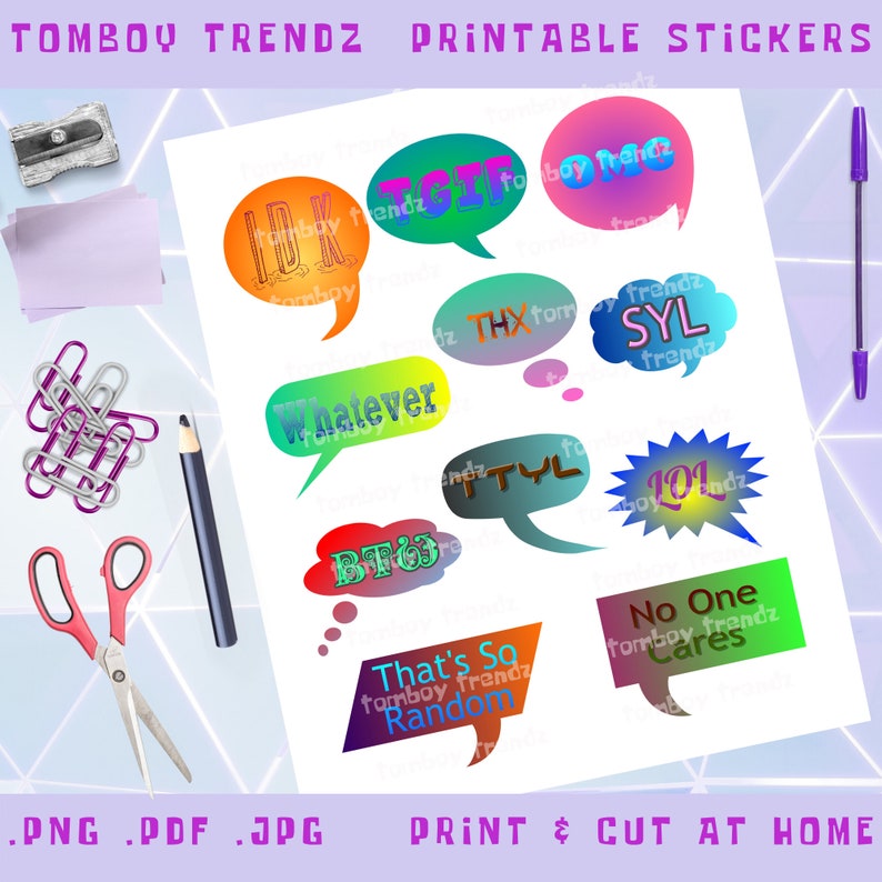 Shout Out Stickers Texting Stickers Texting Acronyms Etsy