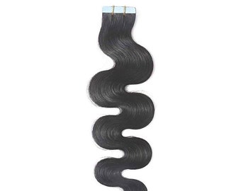 Wavy Tape In Human Hair Extensions Real Hair Body Wave Skin Weft Seamless Invisible 20 Pieces