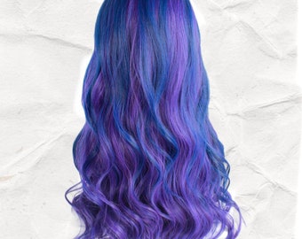 Purple Blue Wig Etsy