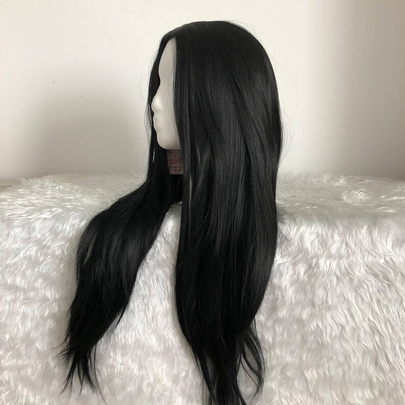 Long Natural Straight Middle Part Natural Black Color Wig Heat - Etsy