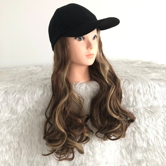Long Wavy Baseball Cap With Hair Extension Synthetic Hair - Etsy Long Wavy Baseball Cap With Hair Extension Synthetic Hair - Etsy