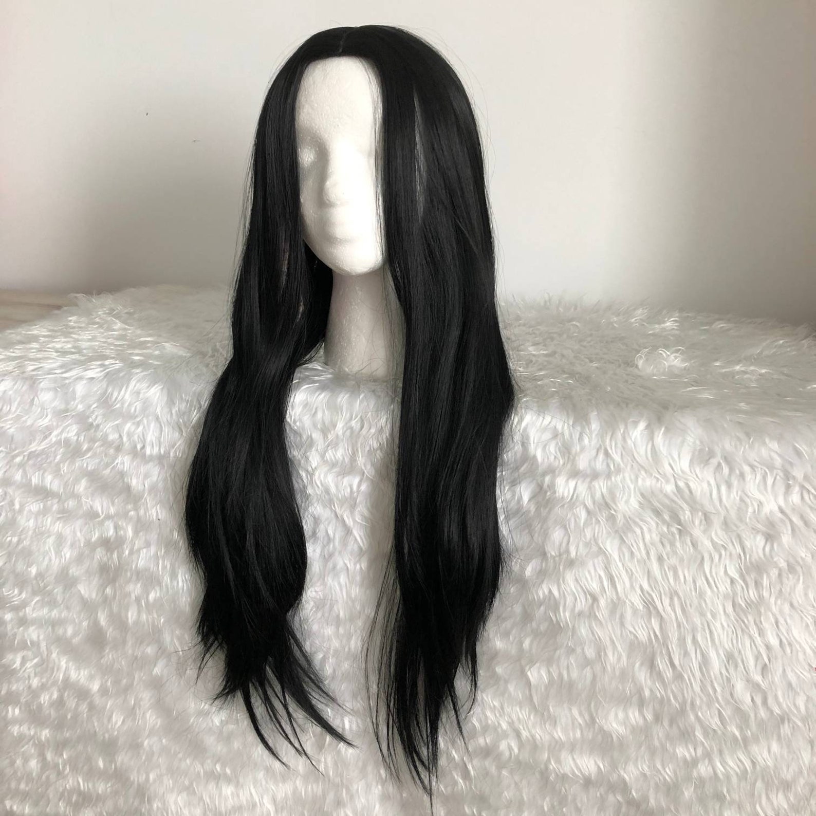 Long Natural Straight Middle Part Natural Black Color Wig Heat - Etsy